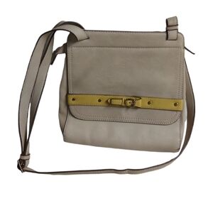 KGB Studio Beige and Yellow PVC Crossbody Purse